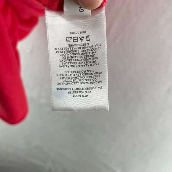 Express Top Women's Sz XS Red Round Neck Short Sleeve Stretch Long Back Pullover - Picture 10 of 11